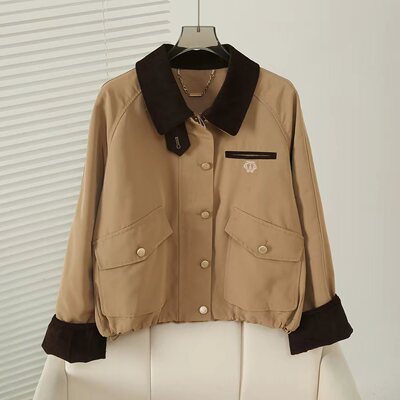 2025秋季新款学院风复古通勤休闲拉链翻领外套夹克女TTJJ254904W