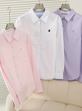 赵露思同款2025秋季新款女装学院风简约翻领长袖衬衣TTYW254902E