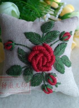 秭薇苑刺绣针插DIY材料包立体欧式手工DMC绣线 玫瑰