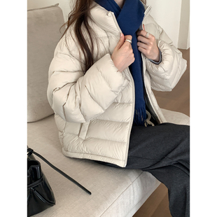 白鸭绒排骨羽绒服女冬季广州十三行2025新款保暖连帽面包服外套