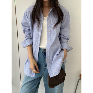 薇颂服饰韩系复古格子衬衫女春季2026新款宽松显瘦休闲长袖衬衣