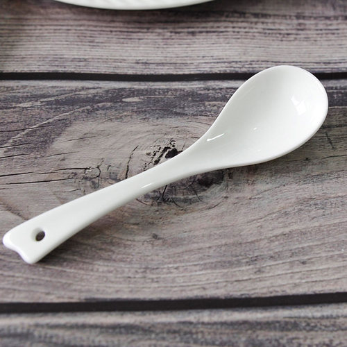 隆达骨瓷纯白小调羹饭勺微瑕