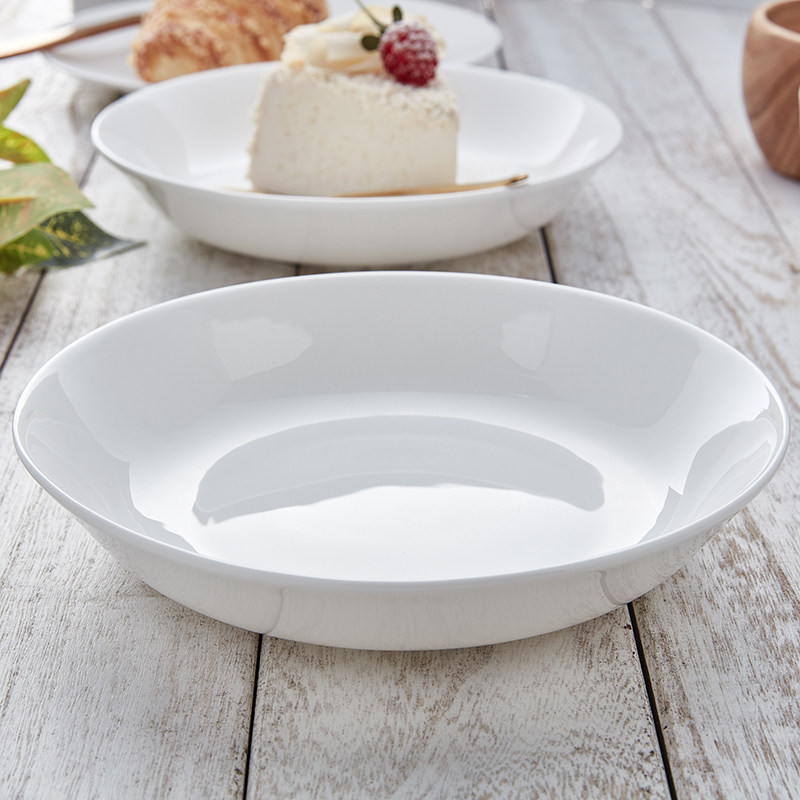 隆达骨瓷纯白家用深盘菜盘微瑕