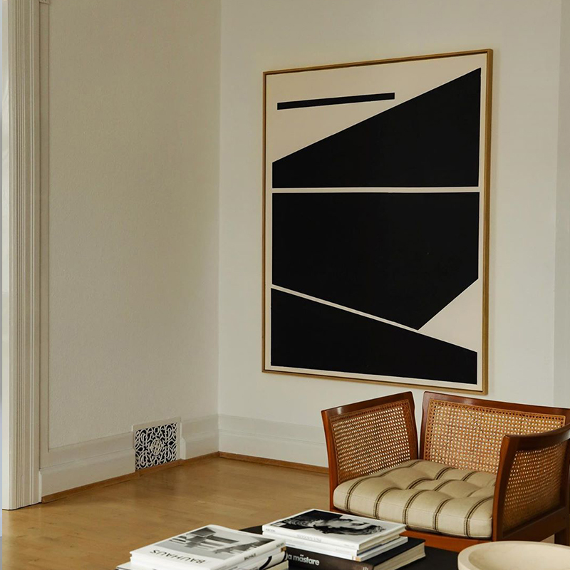 黑白色块房间装饰画简约客厅挂画抽象几何沙发背景墙大尺寸玄关画图片