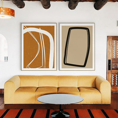 umbluela简约色块客厅装饰画抽象艺术挂画现代沙发背景墙画双联画