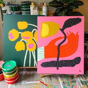 饰画餐厅背景竖版 创意挂画客厅小众艺术壁画 植物花卉装 umbluela