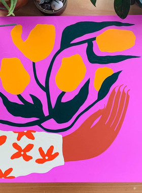 懒伞 现代创意植物花卉装饰画客厅大幅简约挂画样板间小众艺术画