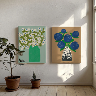umbluela 饰画客厅沙发背景墙插画小众落地画 简约现代植物花卉装