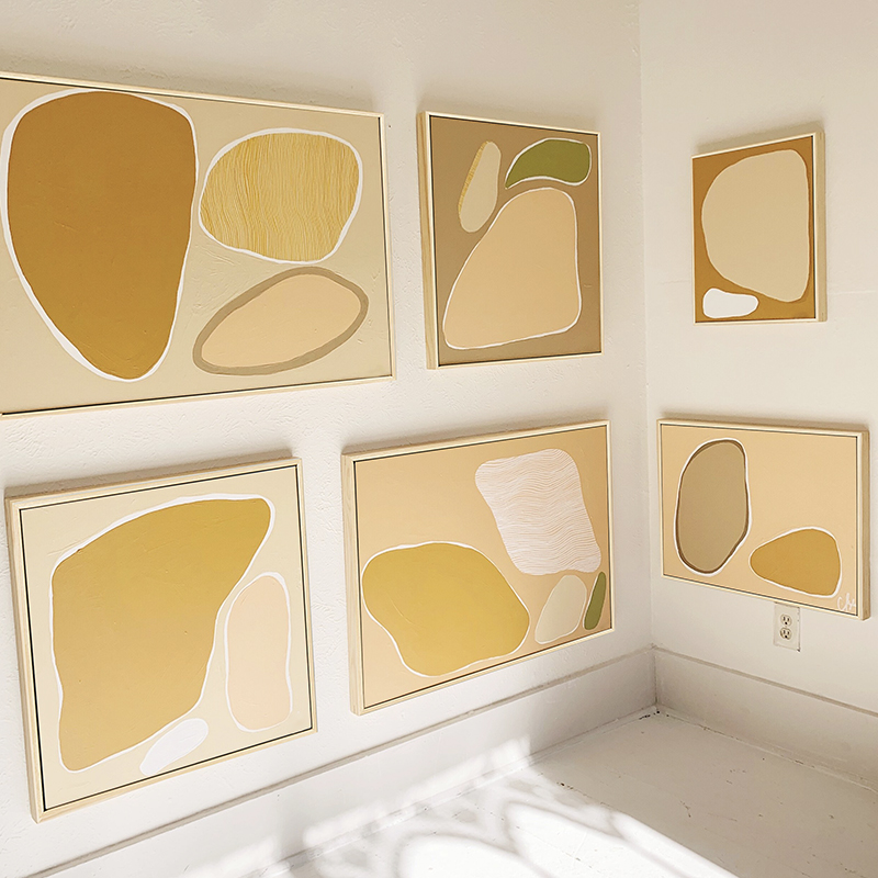 叠石 简约客厅抽象装饰画艺术色块沙发背景墙挂画创意暖色组合画图片