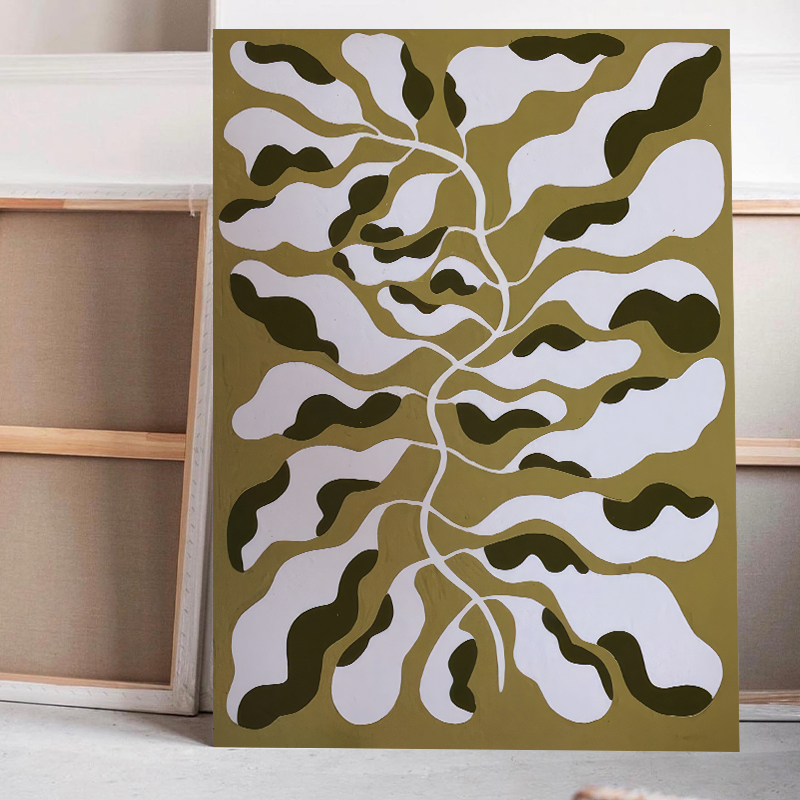 懒伞 莫兰迪色客厅装饰画抽象树叶卧室背景挂画北欧简约桌面摆画图片