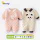 婴蓓依满月婴儿秋冬连体衣百天宝宝高品质保暖哈衣刺绣卡通无骨