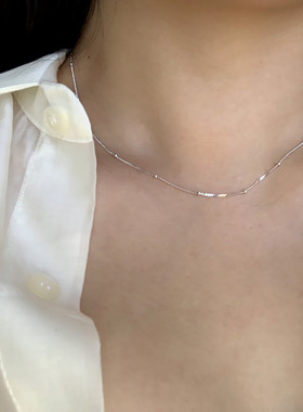 锁骨链纯银经典百搭侧身包珠链女