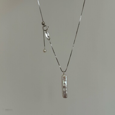 小众高级天然淡水珍珠小银条项链s925纯银气质个性百搭通勤锁骨链