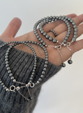 女纯银施家灰珍珠轻奢可调节手链