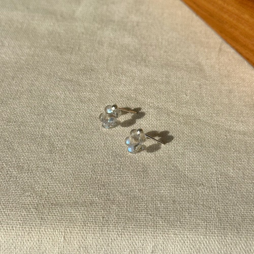 个性百搭天然7a蓝灰月光石圆圈耳钉s925纯银精致气质小众耳环通勤