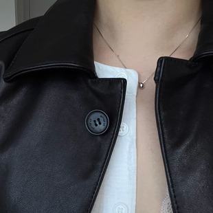 女 通体纯银精致迷你银豆项链小众气质简约高级极简冷淡风秋冬新品