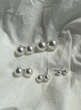 回馈！强冷光冰雪莹白色fever博主同款耳环经典大珍珠925纯银耳钉