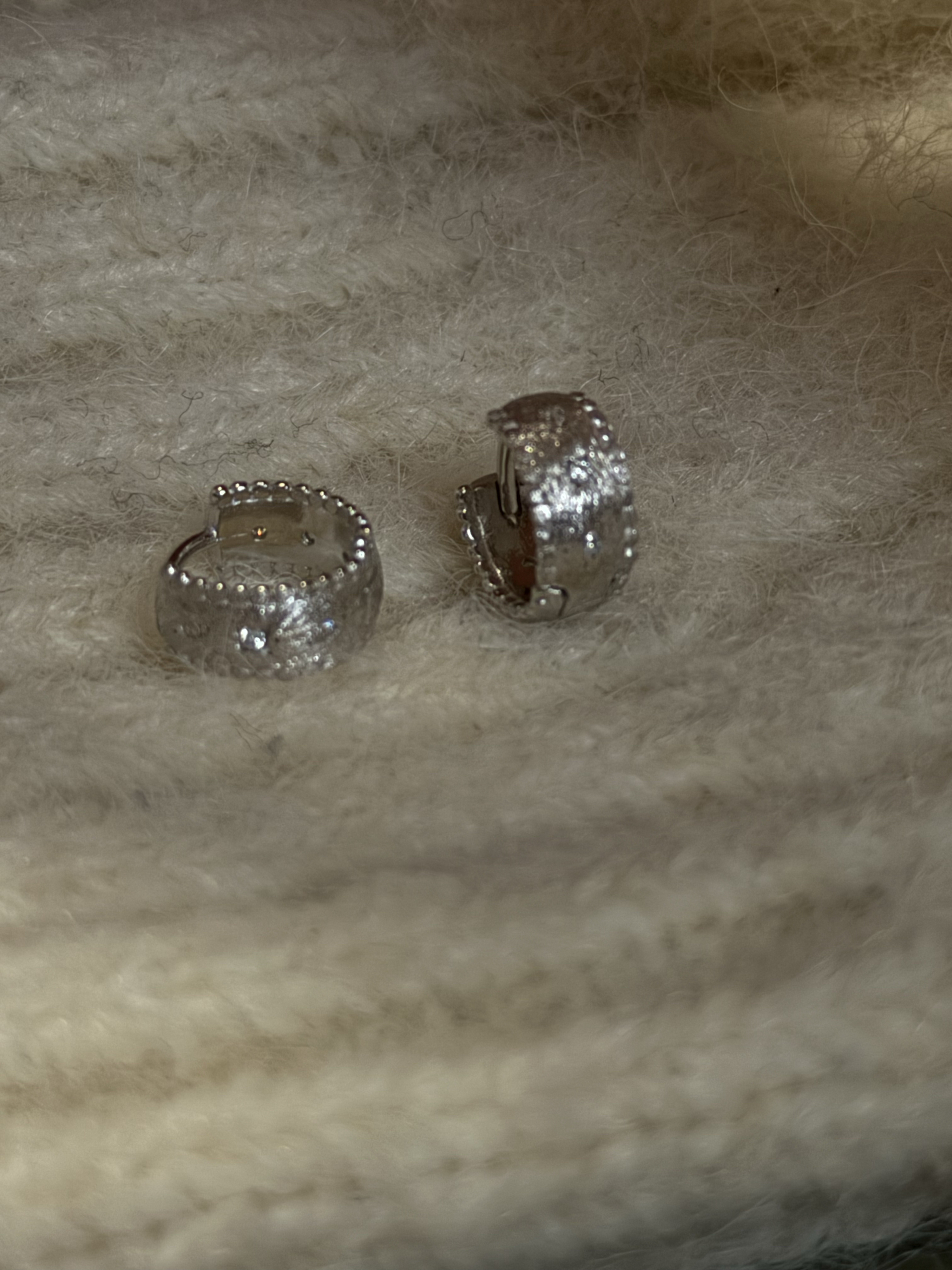 个性小众哑光磨砂拉丝镶嵌星芒s925纯银耳圈耳扣气质冷淡风耳饰女