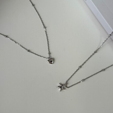 韩国迷你黑色小爱心五角星锁骨链s925纯银银珠项链气质百搭通勤女