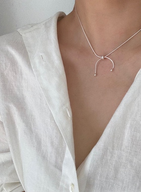 多种佩戴！简约百搭s925纯银抽拉式蛇骨链项链气质小众锁骨链颈链