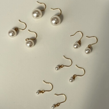 经典百搭强光施家澳白色珍珠耳坠 美国14k注金轻奢高级感耳钩耳饰