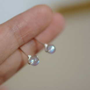 少量货 天然蓝灰月光石  粉晶 黄水晶纯银小耳钉耳饰迷你小耳吊