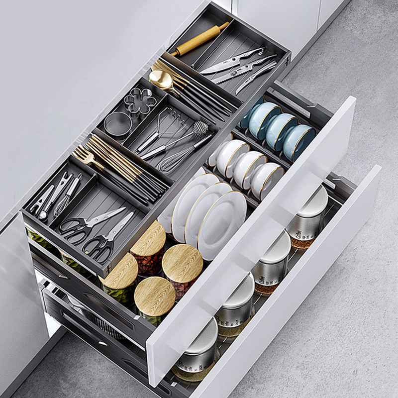 Kitchentime厨房时间拉篮橱柜双层平篮三层抽屉式铝合金碗碟五开,家装主材,拉篮,淘宝优惠券,粉丝福利购,淘宝优惠卷