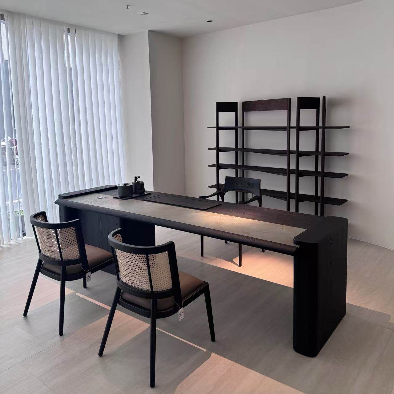 意式高端岩板茶桌极简设计师实木泡茶台新款轻奢现代高级感大理石,住宅家具,实木餐桌,淘宝优惠券,粉丝福利购,淘宝优惠卷