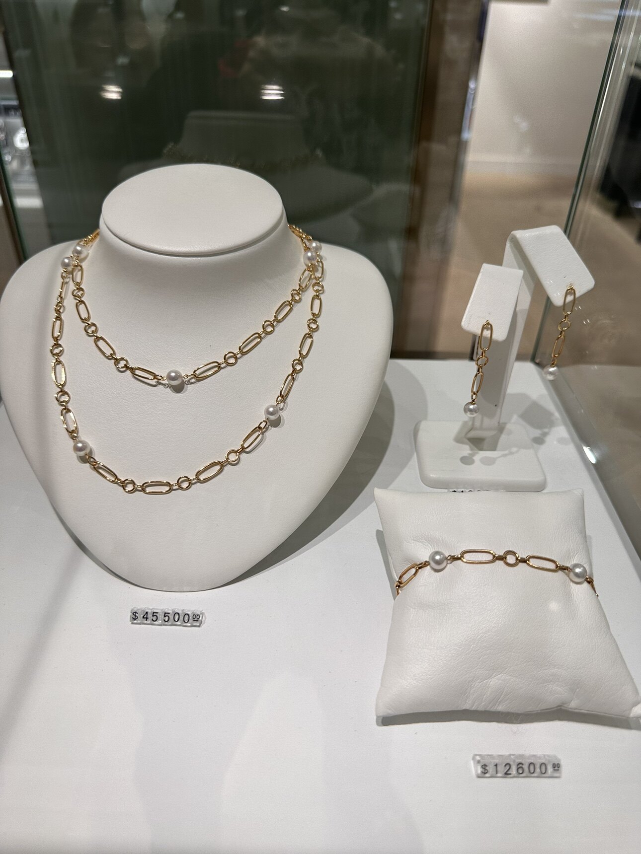 香港MIKIMOTO御木本18k玫瑰金akoya海水珍珠链条圈圈项链手链耳环