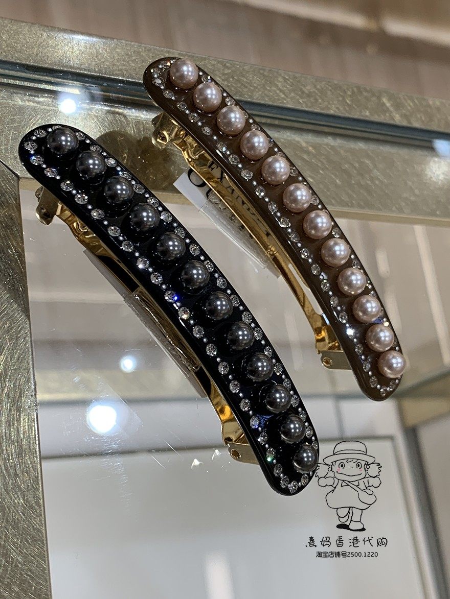 alexandrezouari亚历山大施华利珠宝款一排珍珠精致发夹马尾夹8cm