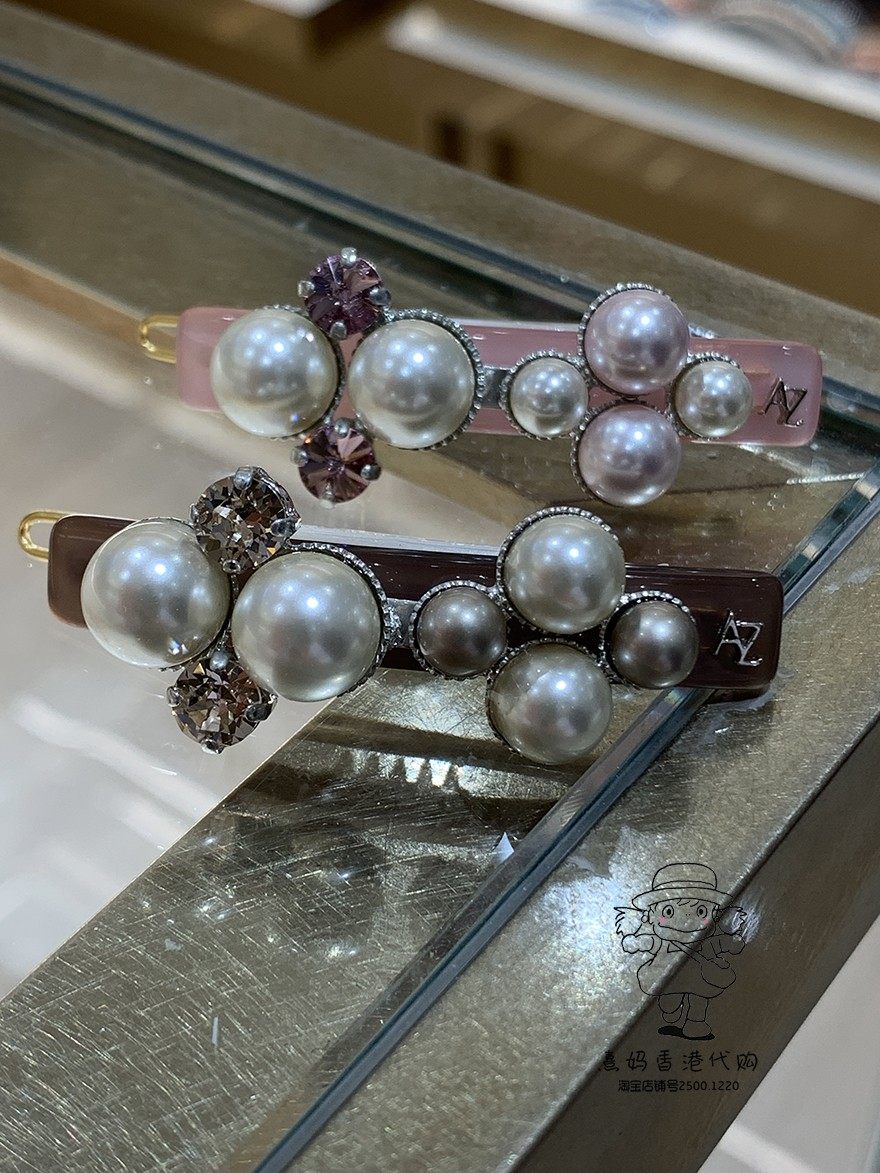 alexandrezouari亚历山大施华利发饰高贵珠宝款水钻珍珠刘海边夹