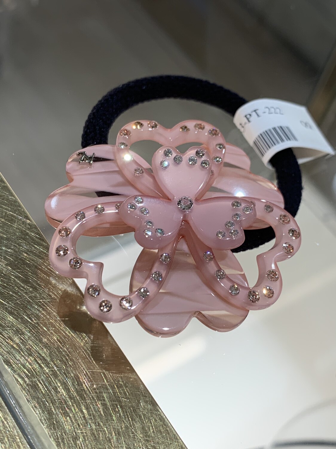 alexandrezouari亚历山大施华利发饰粉红色三叶草花朵发圈马尾圈