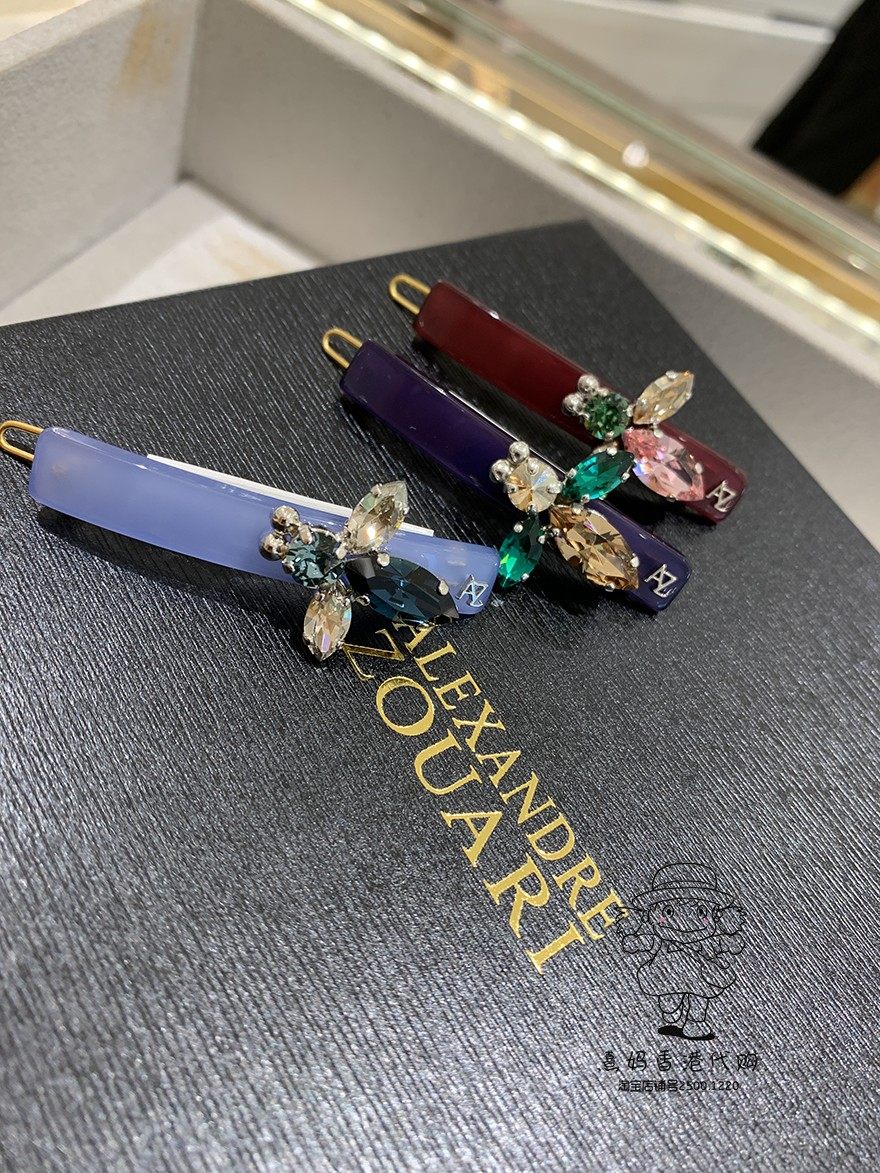 alexandrezouari亚历山大施华利发饰珠宝款水钻蜜蜂刘海小边夹3色