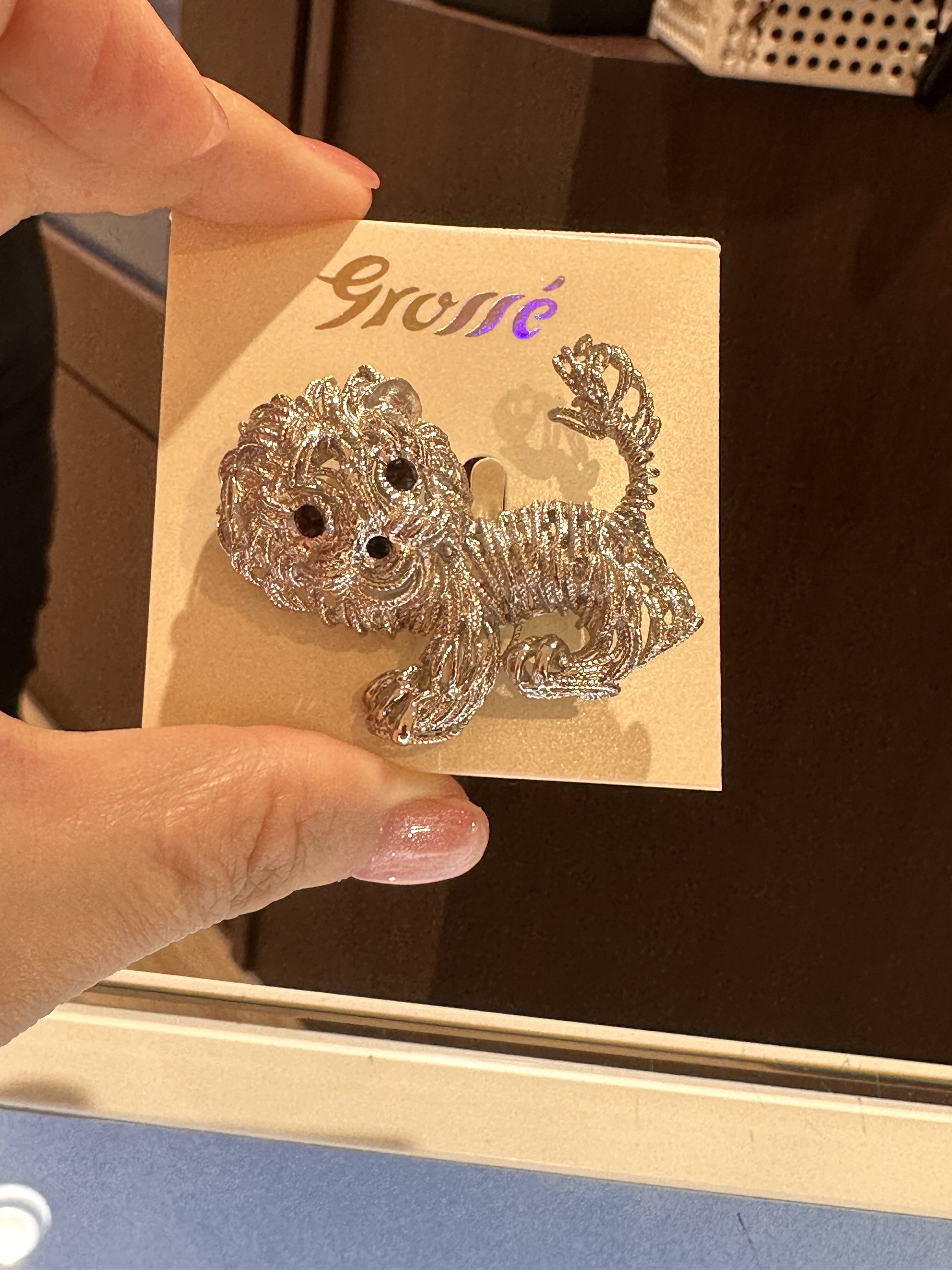 德国品牌henkel grosse黄铜镀金精致手工卡通小狗狗女士胸针可爱