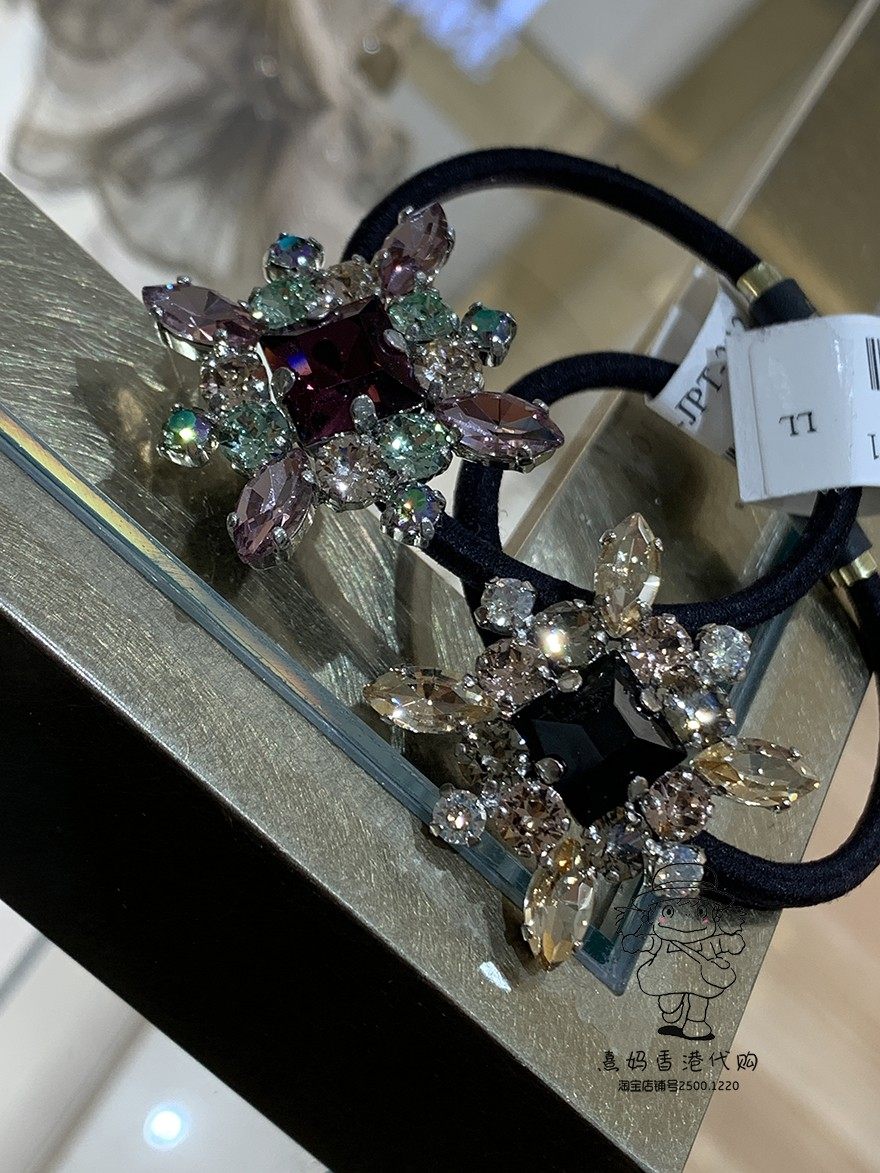 alexandrezouari亚历山大施华利发饰方型水钻花型发圈马尾圈2色