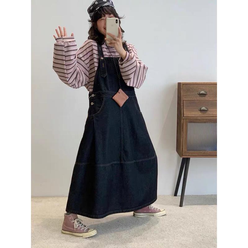 几布见川日系复古牛仔背带裙女20