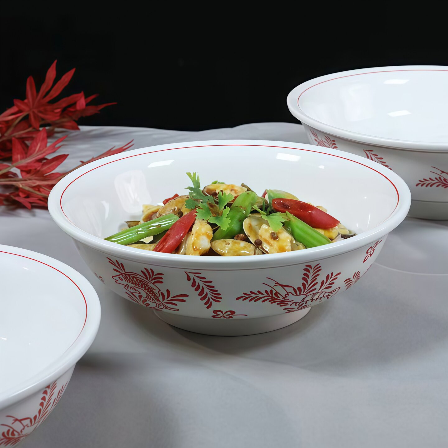 特色湖南湘菜碗餐具小炒黄牛肉江西小炒装盘个性特色商用陶瓷面碗