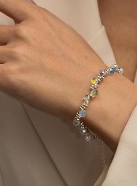 夏日梦幻彩珠小灯泡手链女轻奢碎银子小众设计手环高级感精致手饰