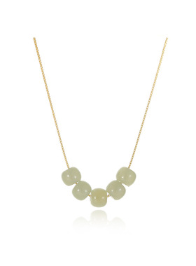 S925 银项链巴度饰品抖快直播项链轻奢和田玉盒子链INS风国潮项坠