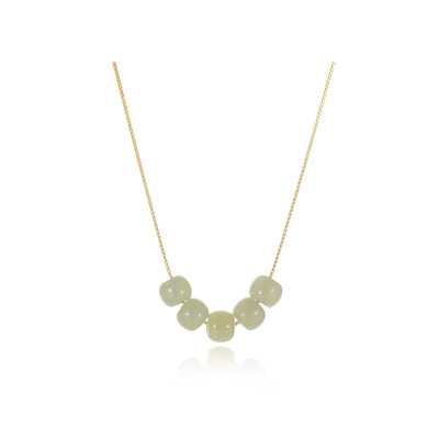 S925 银项链巴度饰品抖快直播项链轻奢和田玉盒子链INS风国潮项坠