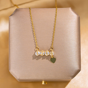一生一世1314镶钻钛钢项链女爱心流苏吊坠轻奢高级感锁骨链配饰品