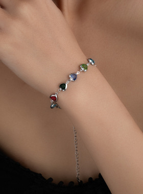 跨境欧美ins风彩色爱心手链个性气质心形手串高级创意时尚手饰