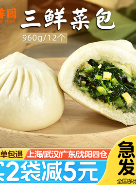 和善园三鲜菜包960g速食营养早餐半成品素包家庭商用新鲜速冻包子