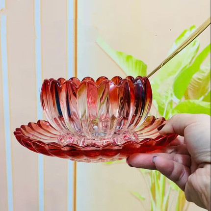 家用玻璃创意简约欧式无铅莲花碗碟套装