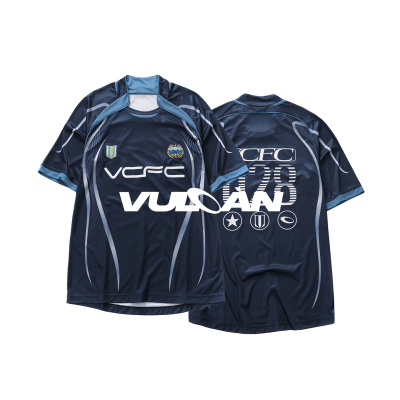 Vulcan 潮牌足球风蓝色世界杯球衣短袖美式复古宽松休闲速干 T 恤