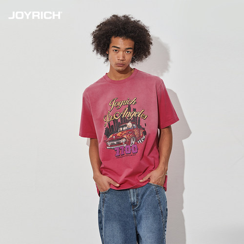 JOYRICH短袖男女渐变水洗T恤
