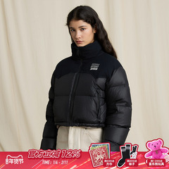 JOYRICH冬季男女款美式复古拼接立领短款羽绒服厚外套肯豆风