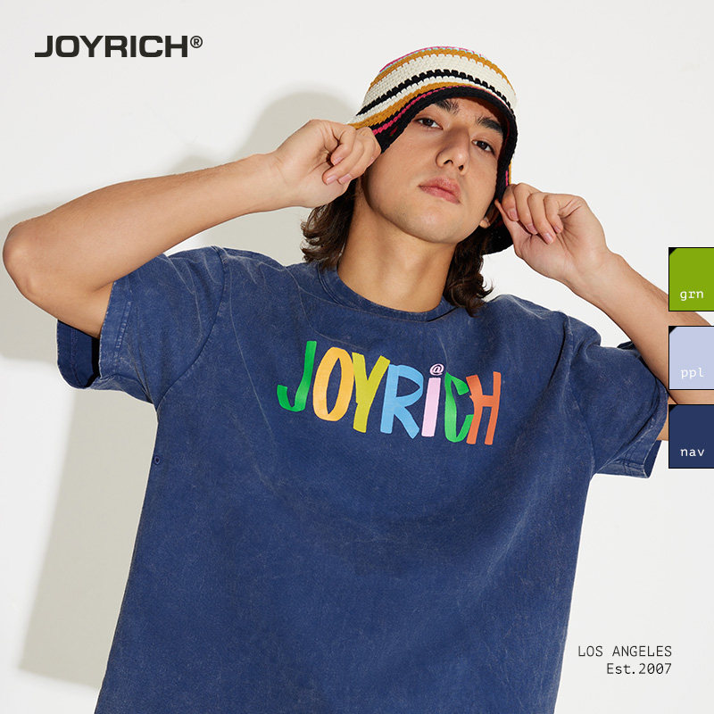 JOYRICH美式街头宽松水洗彩虹涂鸦短袖圆领T恤25春秋款男女同款