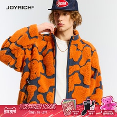 JOYRICH美式街头复古仿羊羔毛撞色提花外套25秋新品男女同款