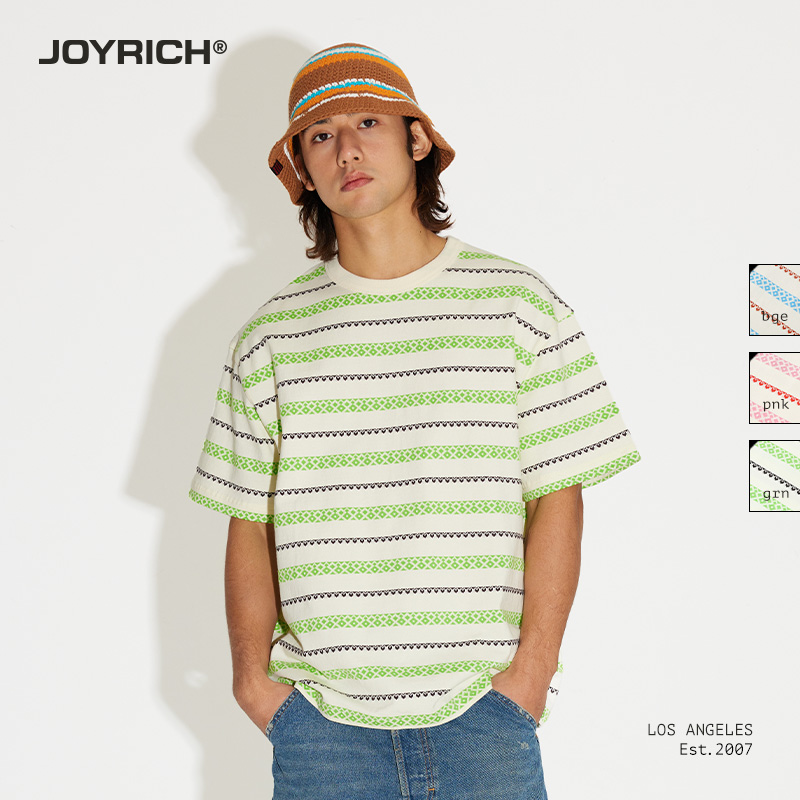 JOYRICH美式街头条纹纯棉短袖T恤